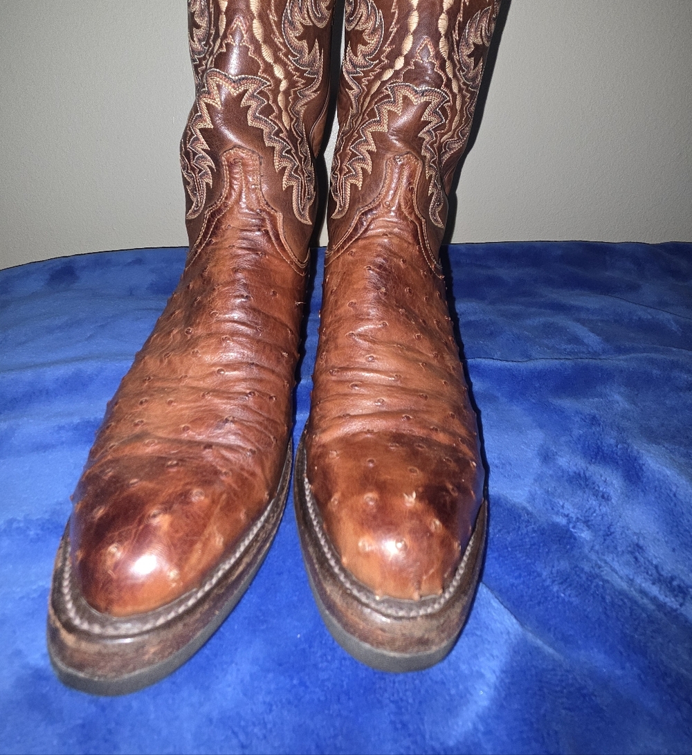 Lucchese Men's Brown Ostrich Leather Boots - Picture 16 of 16